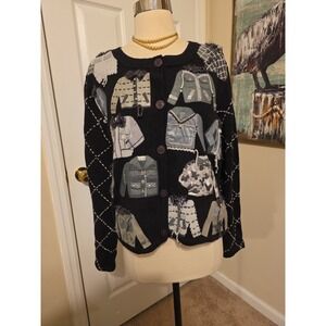 VTG‎ Michael Simon Cardigan Sweater Womens Shopping Boutique 3D Applique Art Y2K